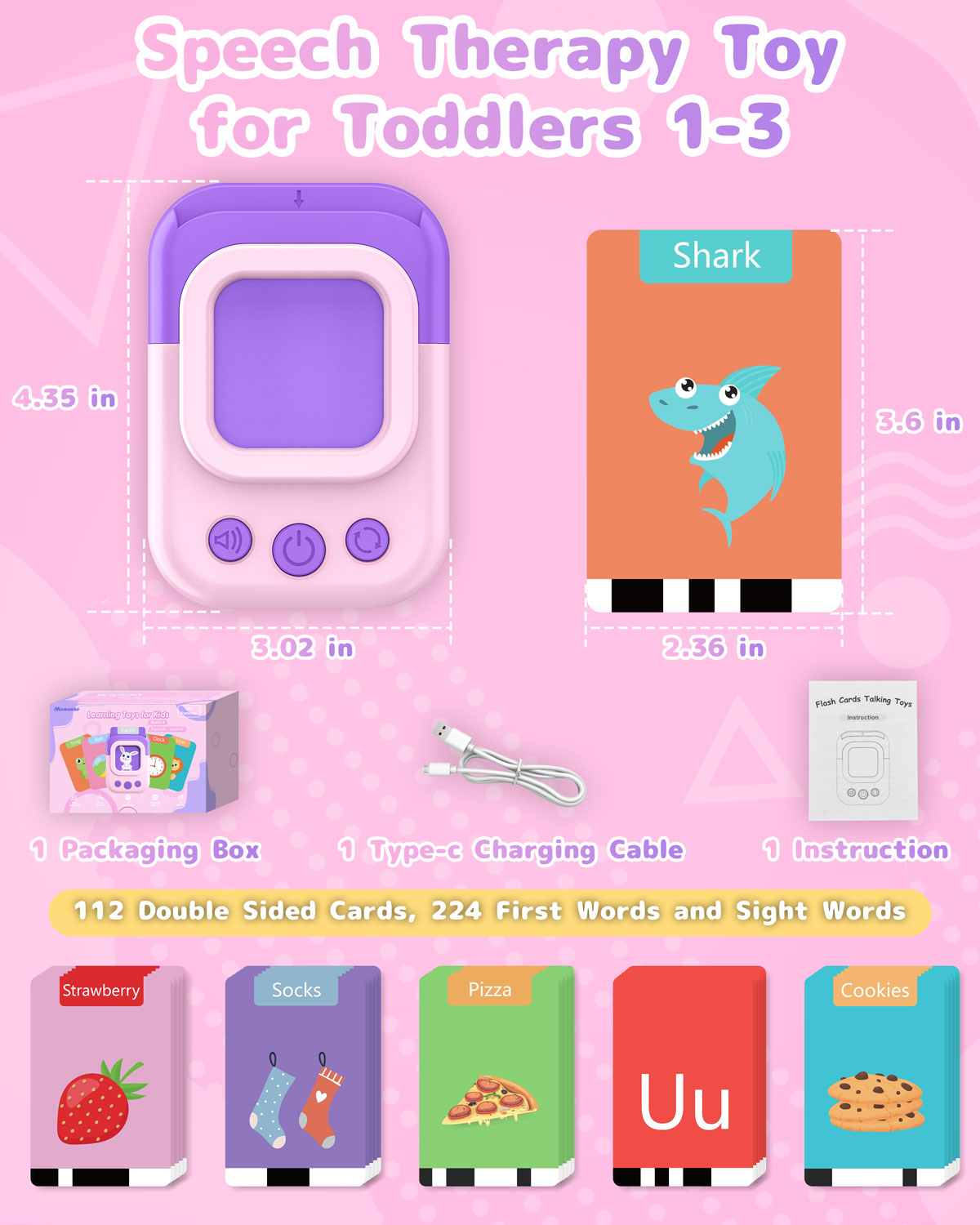 Talking Flash Cards for Toddlers 2-4 Years (Pink and Purple)